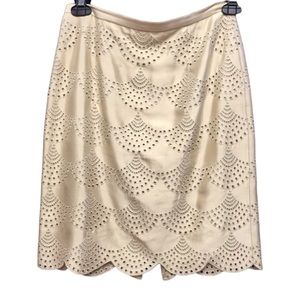 TALBOTS Silk Perforated Scalloped Hem Rear‎ Split Skirt Size 8